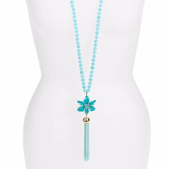 Kate Spade Turquoise Lovely Lilies Beaded Necklace - Picture 1 of 4